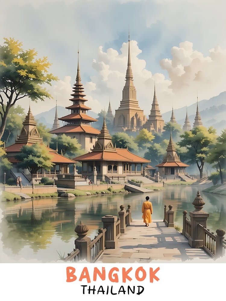 Bangkok - Thailand Vintage Travel Poster 5