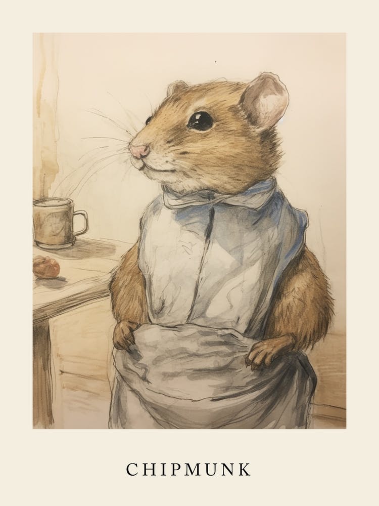 Beatrix Potter Inspired  Animal Watercolour Chipmunk 3