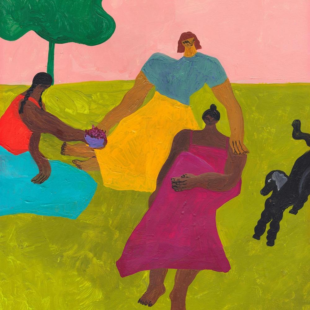 Girls And Dog Square