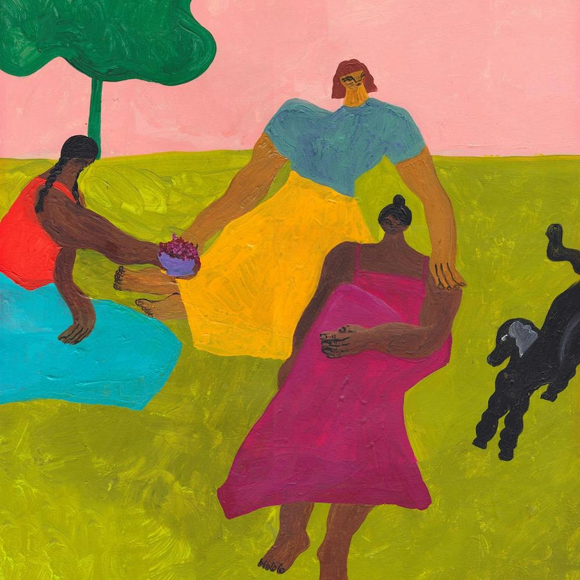 Girls And Dog Square