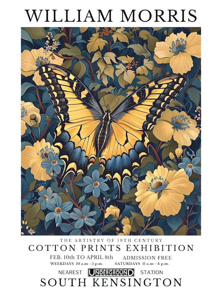 William Morris - Cotton Prints Exhibition butterfly 4