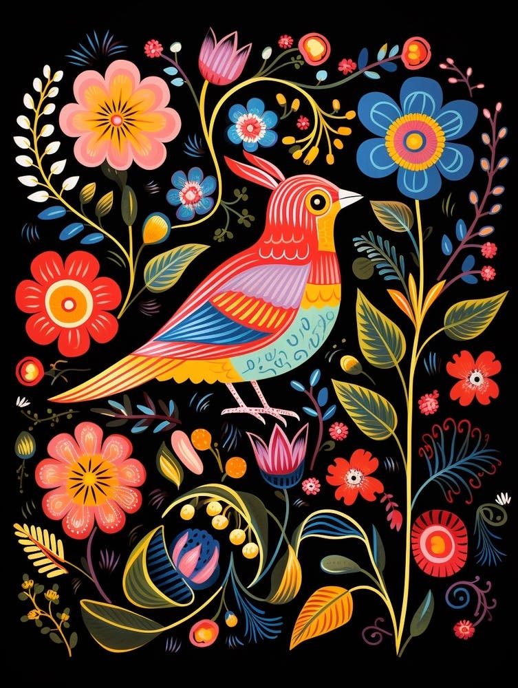 Folk Bird Illustration Mockingbird 1