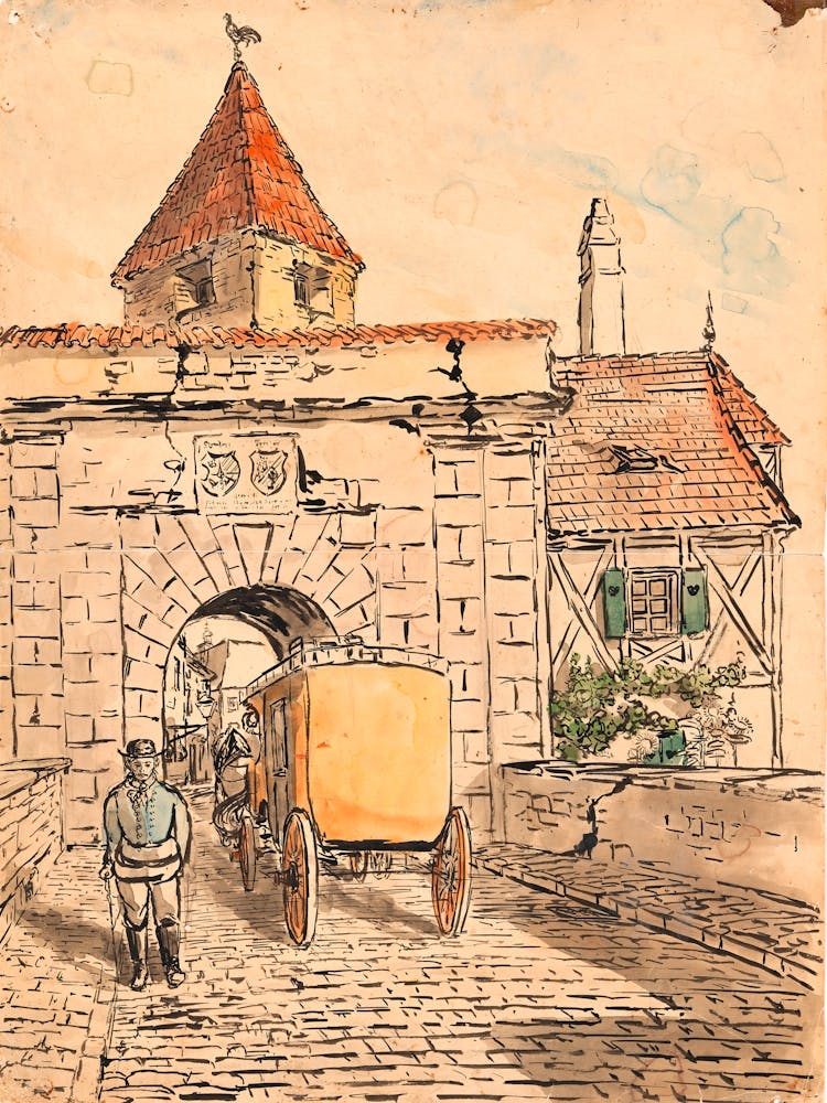 City Gate With Carriage (Student Work), Egon Schiele