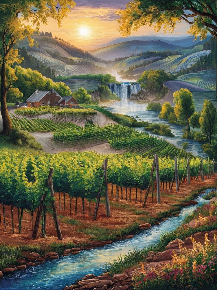 Vineyard At Sunset 1