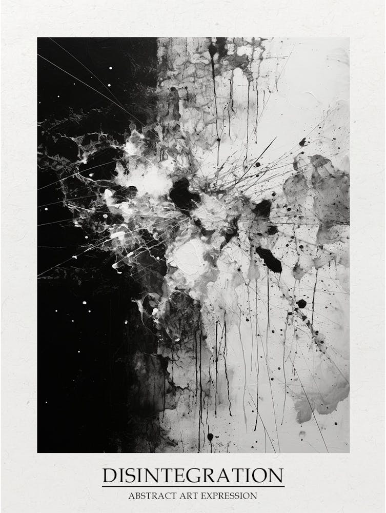 Disintegration Abstract Black And White 2 Poster