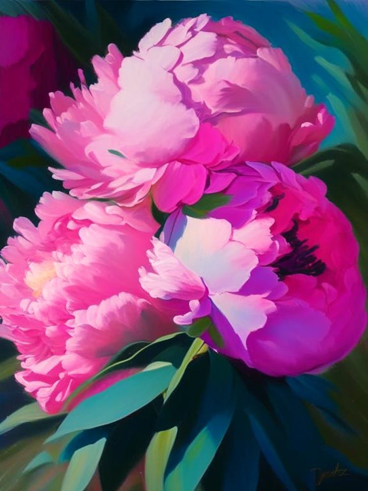Kansas Peonies Pink Colourful 1 Painting