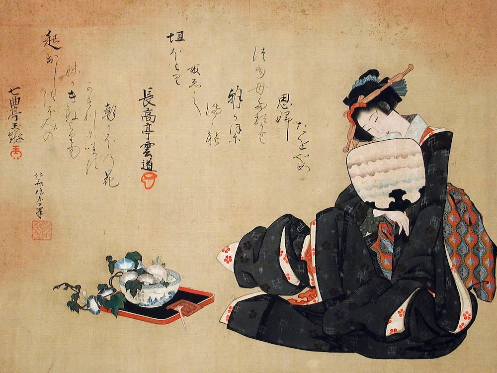 Woman With Morning Glories, Katsushika Hokusai 1