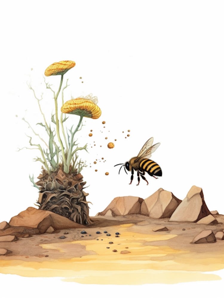 Western Miner Bee Beehive Watercolour Illustration 4