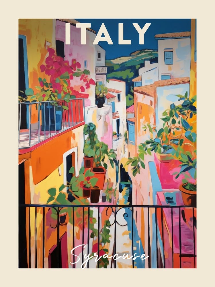 Syracuse Italy 3 Fauvist Painting Travel Poster