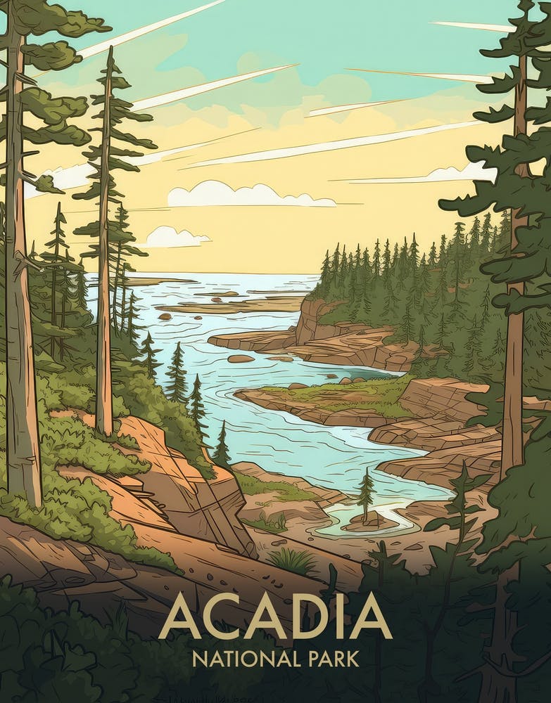 Acadia National Park Vintage Travel Poster 1