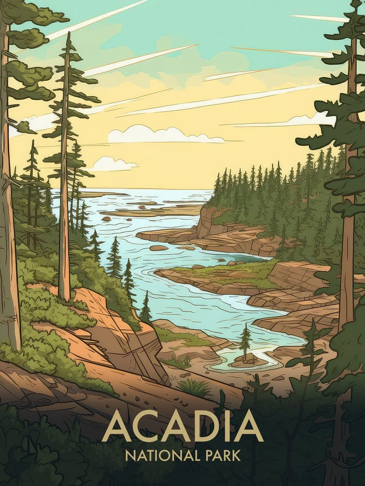 Acadia National Park Vintage Travel Poster 1
