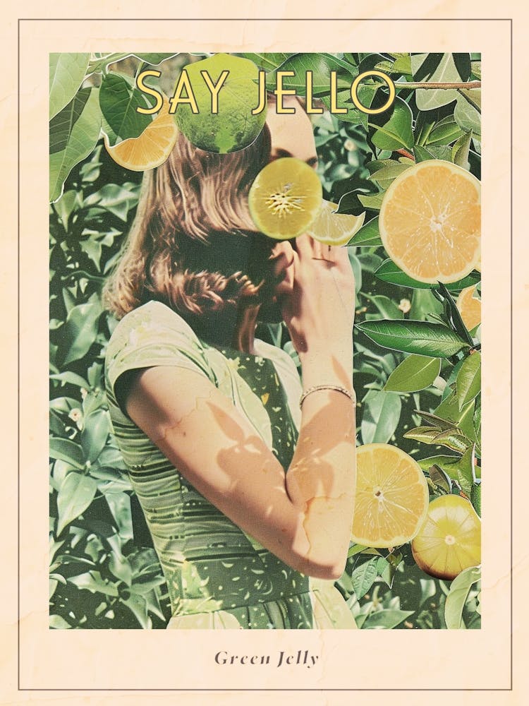 Green Jelly Retro Collage 4 Poster