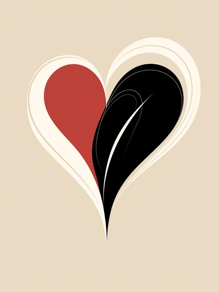Cream Red Black Heart Graphic Design Bold