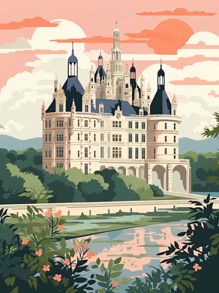 Chateau De Chambord   Chambord, France   Cute Botanical Illustration Travel 3