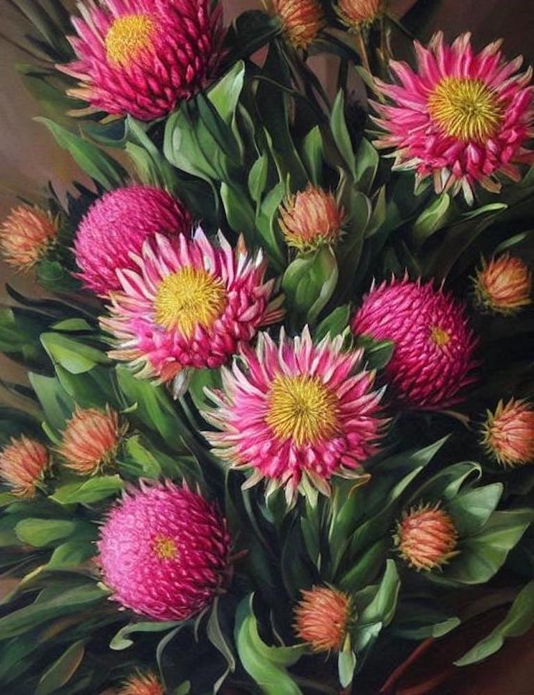 Proteas Still Life Oil Painting Flower