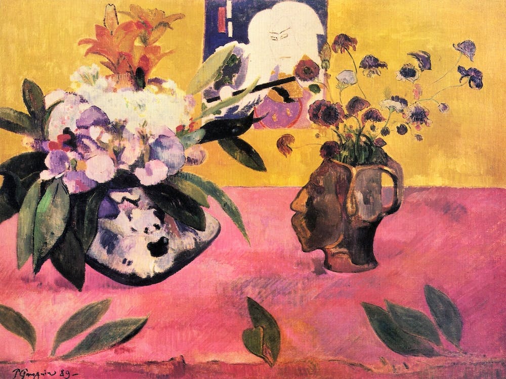 Still Life With Head Shaped Vase And Japanese Woodcut, Paul Gauguin