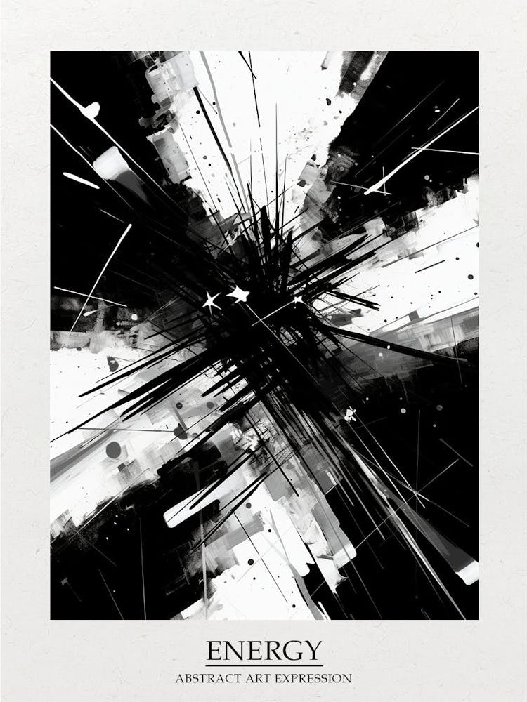 Energy Abstract Black And White 2 Poster