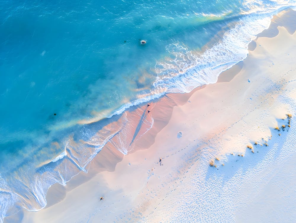 Turquoise Water Beach Aerial Print - White Sand Coastal
