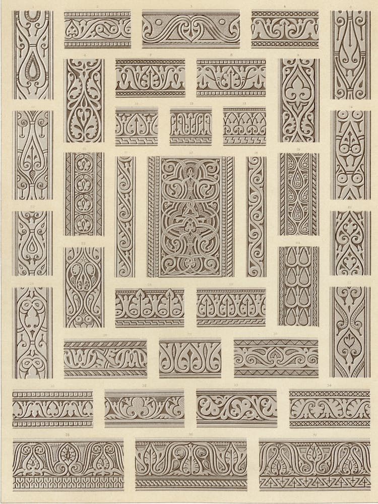 Emile Prisses D’Avennes Pattern, Plate No, 91, La Decoration Arabe,Digitally Enhanced Lithograph From Own Original