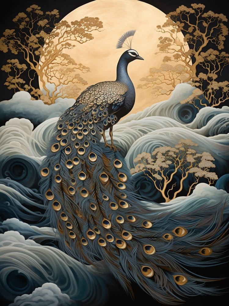 Peacock 2 Gold Detail Painting