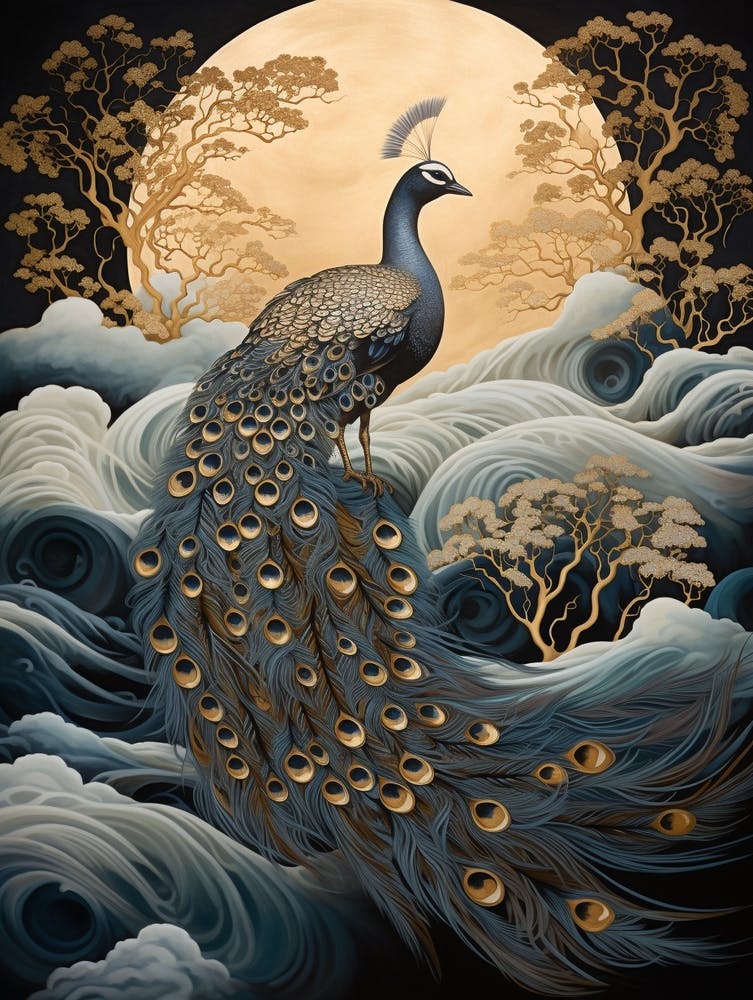 Peacock 2 Gold Detail Painting