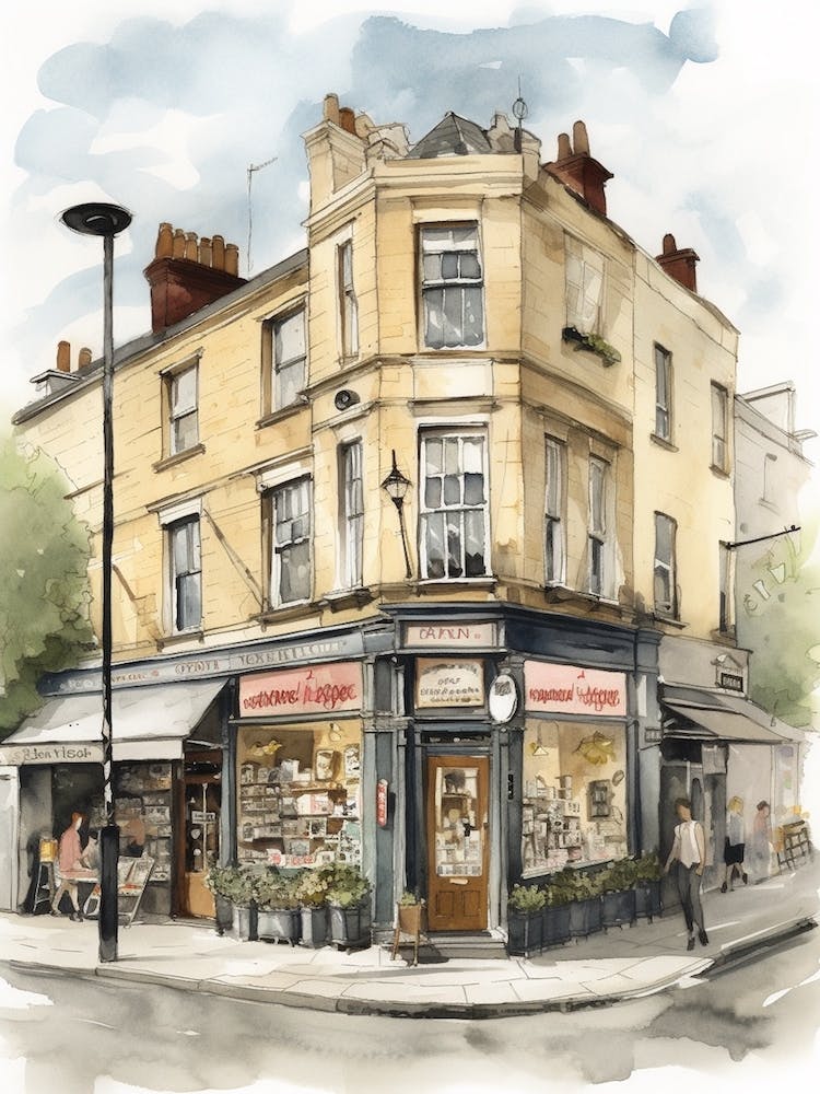 Dalston London Neighborhood, Watercolour 1