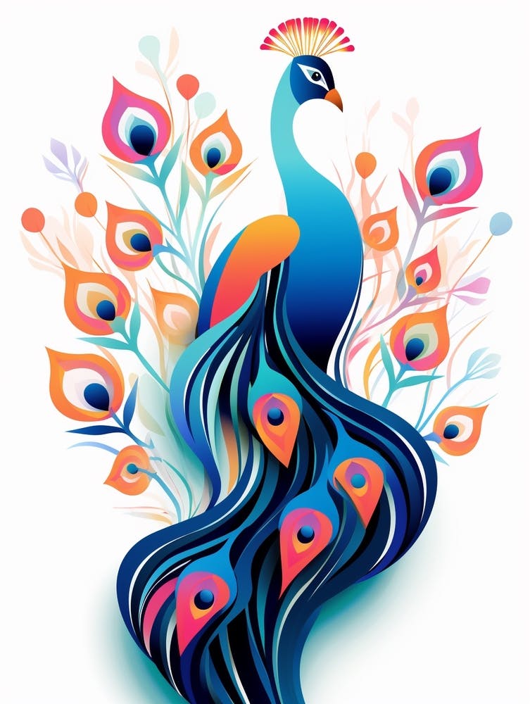 Colourful Geometric Bird Peacock 3