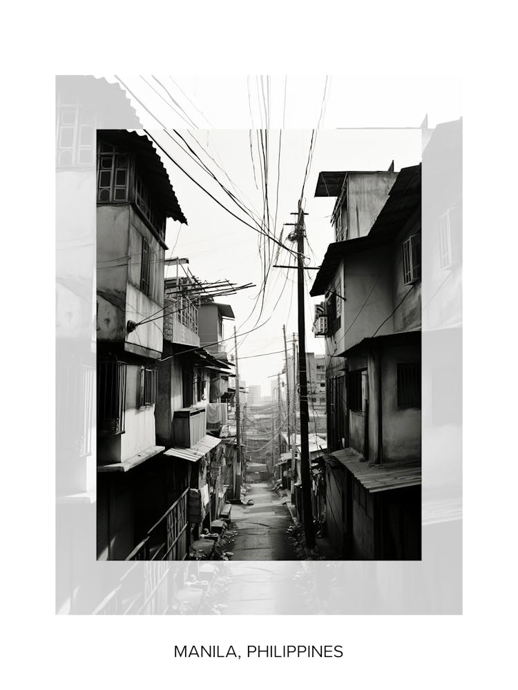 Poster Of Manila, Philippines, Black And White Old Photo 3