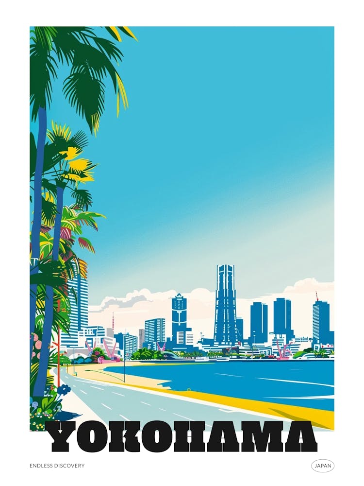Yokohama, Japon - Affiche de Voyage Colorée 4