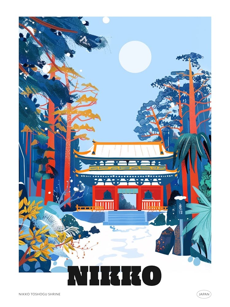 Nikko Toshogu Shrine 1 Colourful Illustration Poster