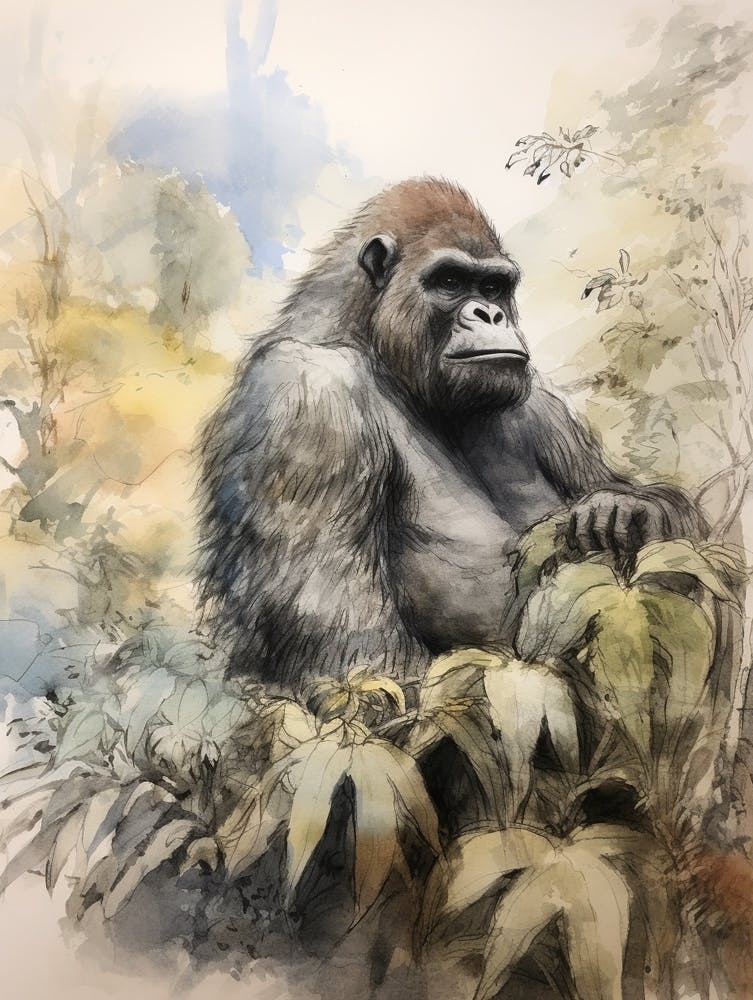 Storybook Animal Watercolour Gorilla 3