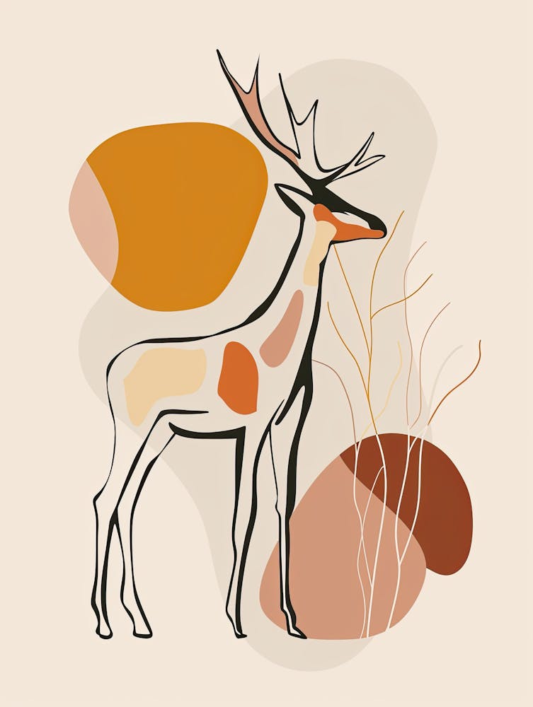 Deer - Boho, Line Art 3
