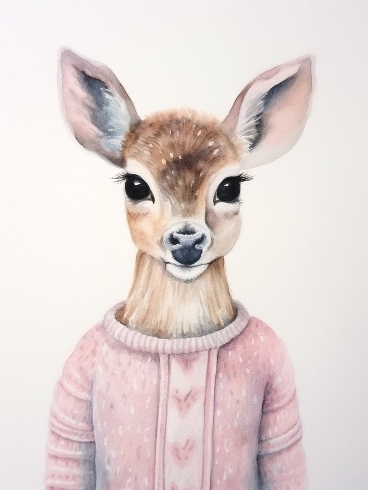 Baby Animal Watercolour Deer