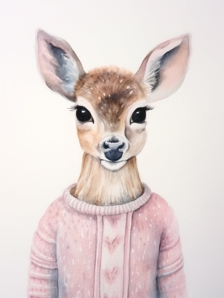 Baby Animal Watercolour Deer