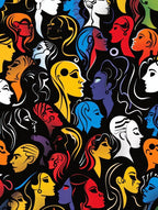 Seamless Pattern Of Women'S Heads