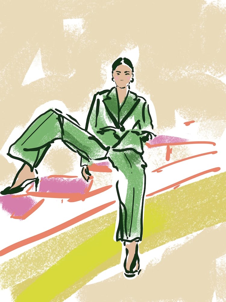 Woman In Green Suit