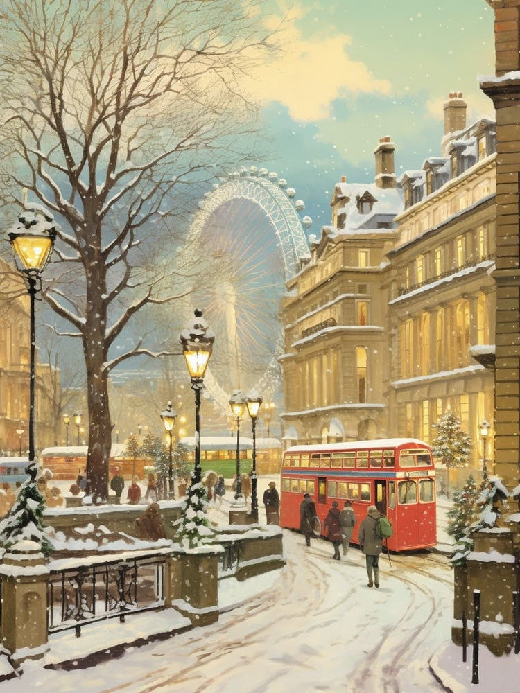 Vintage Winter Illustration London United Kingdom 3 2