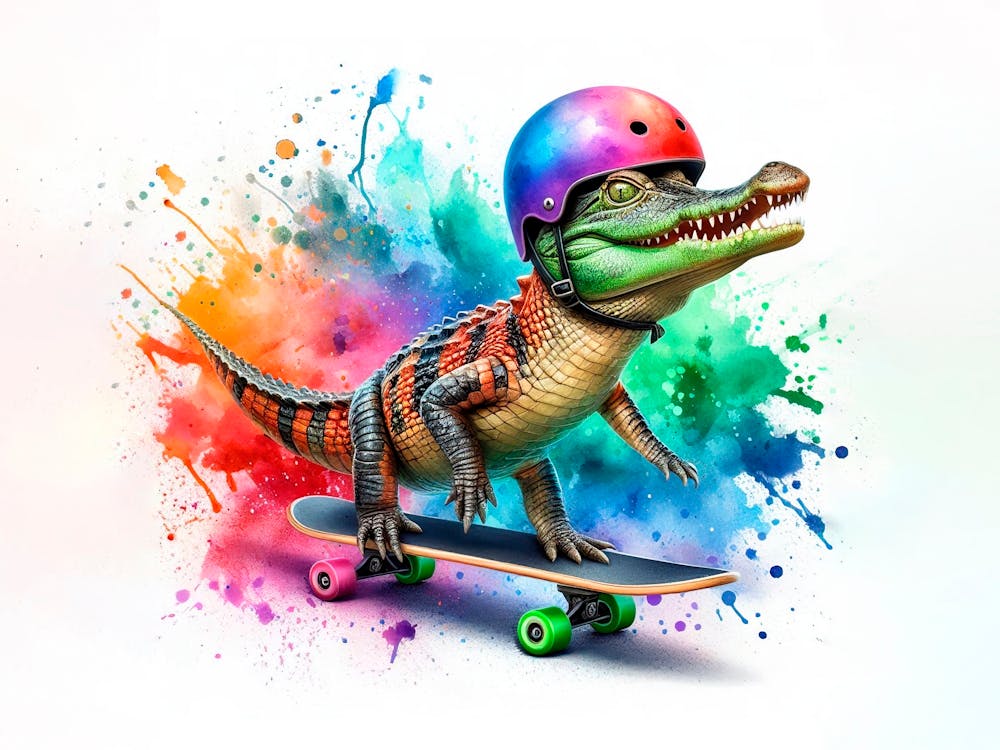 Alligator Faisant du Skateboard 1
