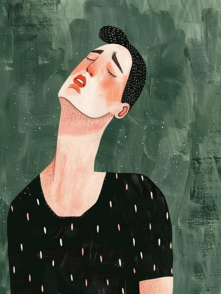 Illustration Of A Man With His Eyes Closed