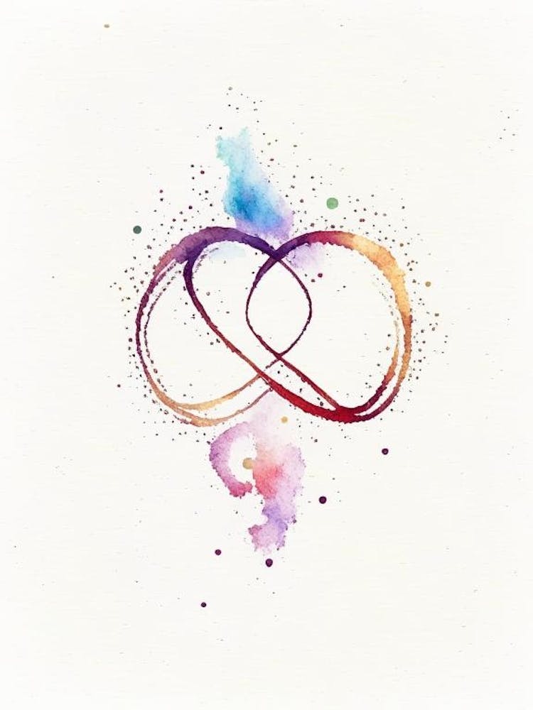 Infinity Heart Symbol Minimal Watercolour