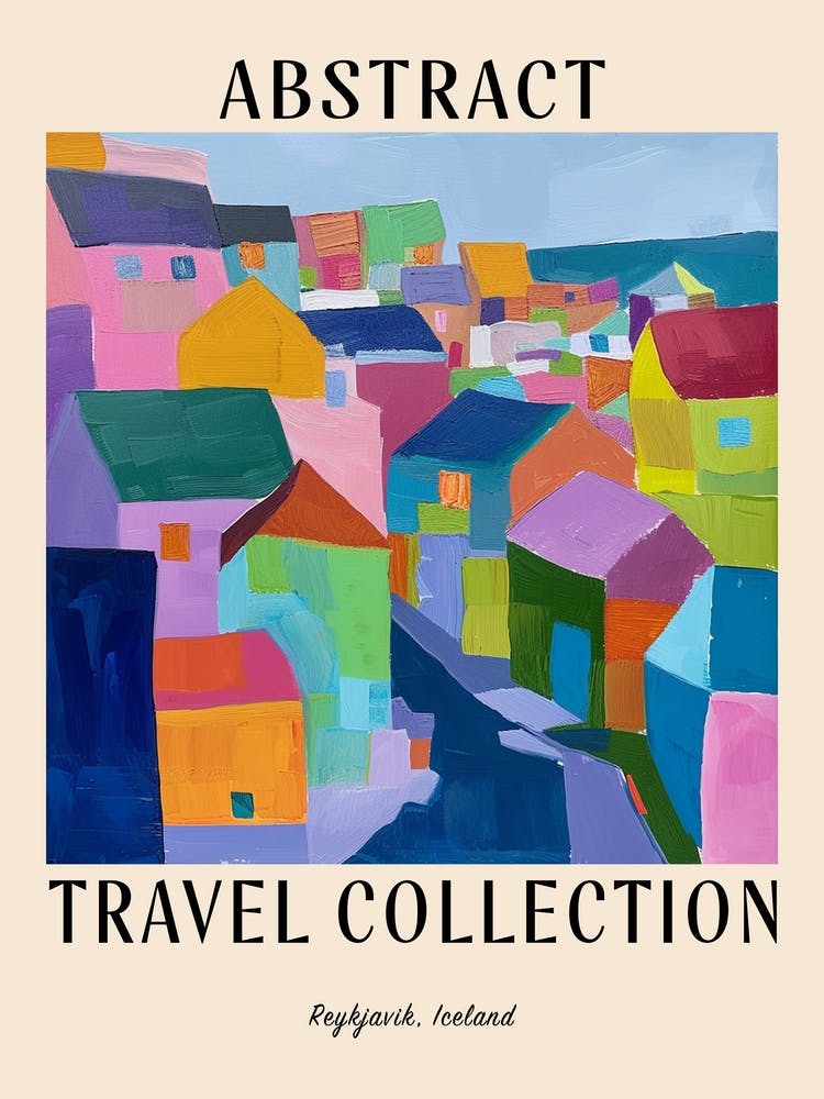 Abstraktes Reisekollektions-Poster Reykjavik Island 6