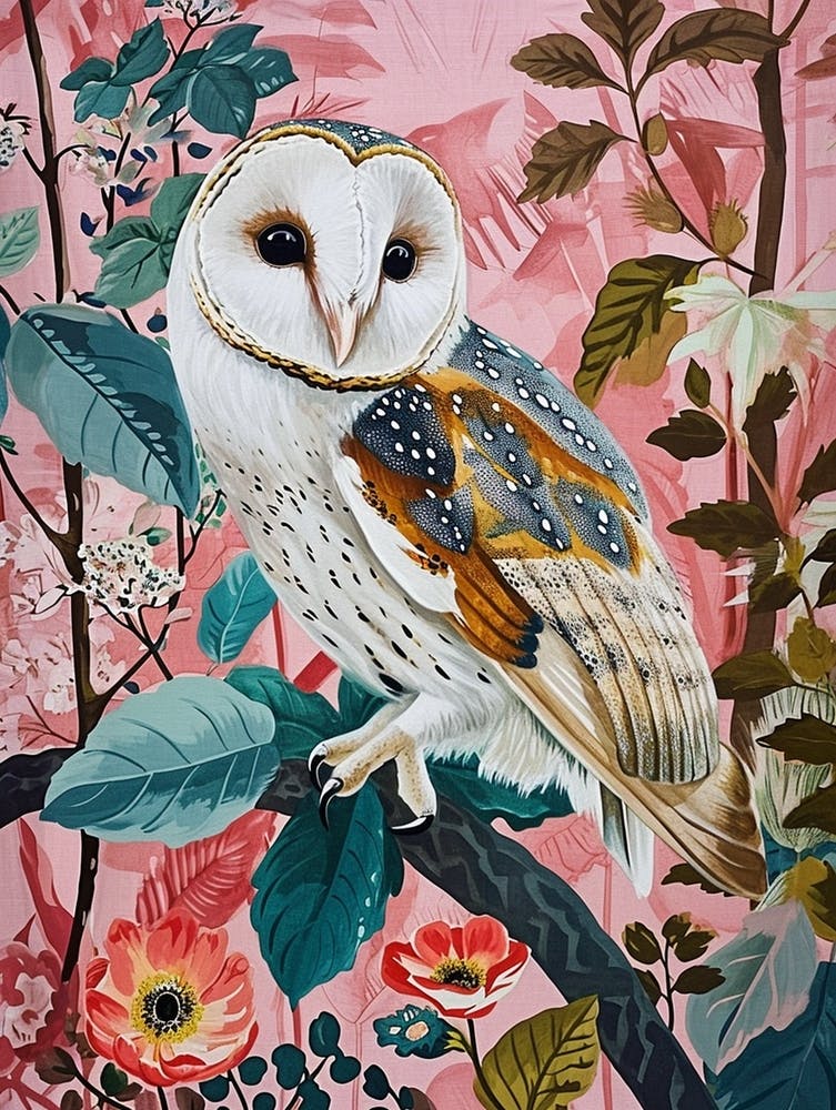 Floral Animal Painting Owl 3