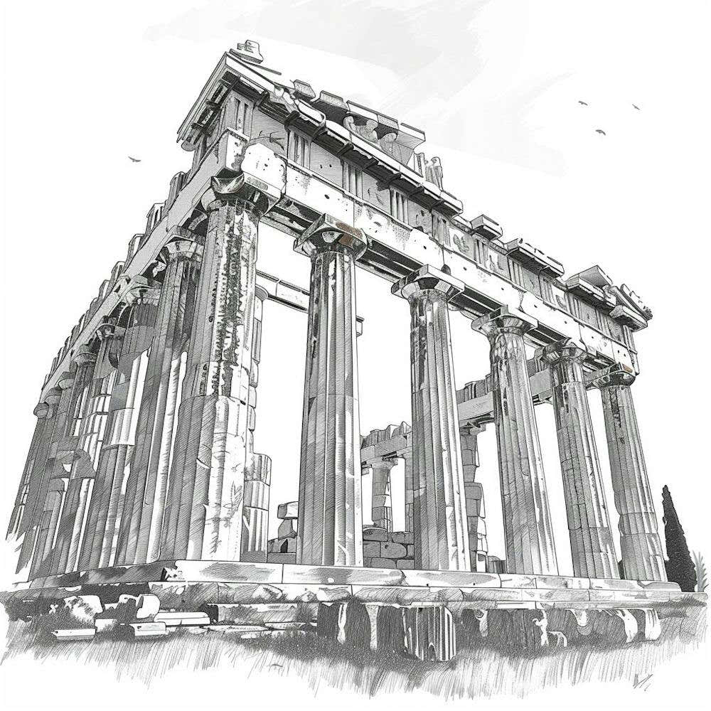 A Temple Of Olympian Zeus In Athens Hand Drawn S 1720009068 2