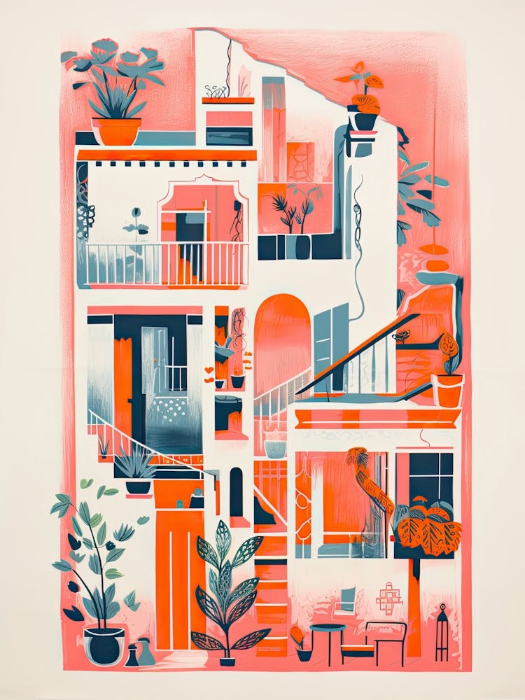 A House In Venice, Abstract Risograph Style 2