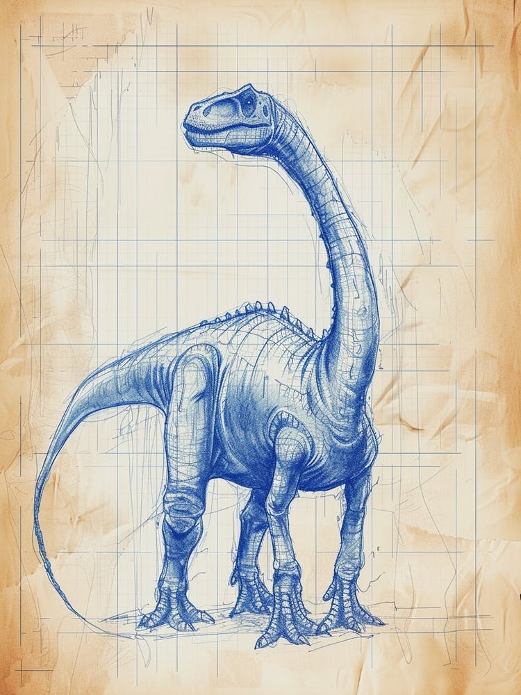 Dinosaur Blue Print Sketch 3