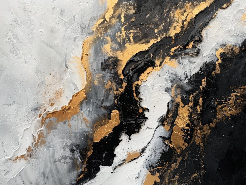 Abstract Black Gold Painting