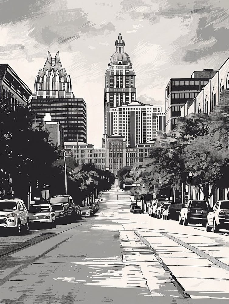 Duotone Illustration Austin Austin Texas 2