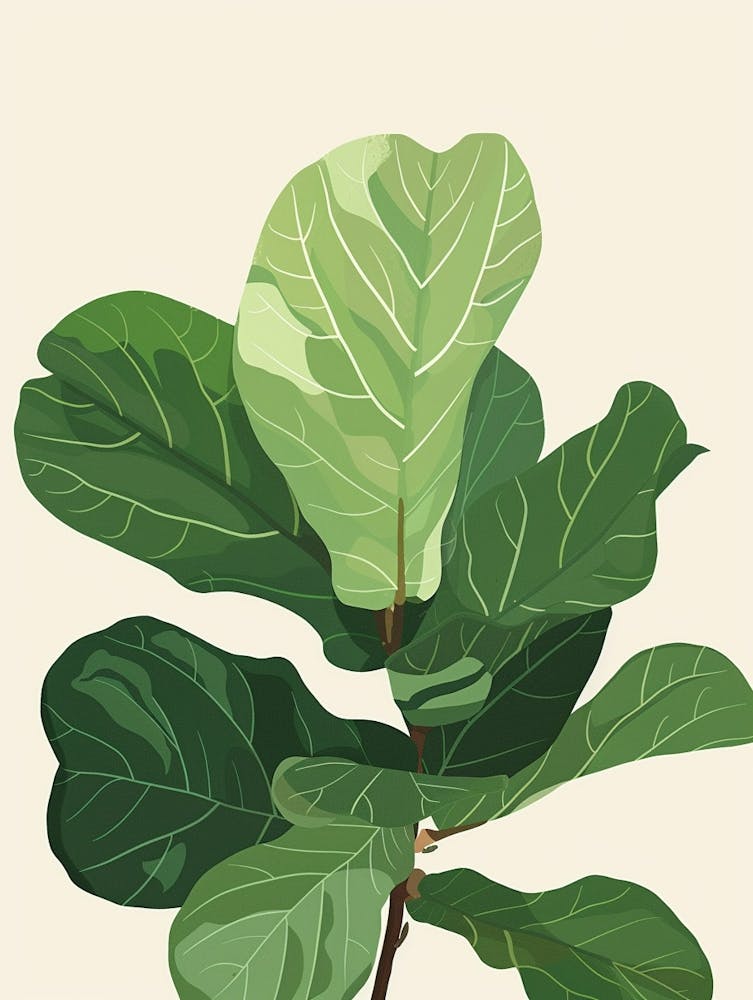 Fiddle Leaf Fig Plant Minimalist Illustration 4