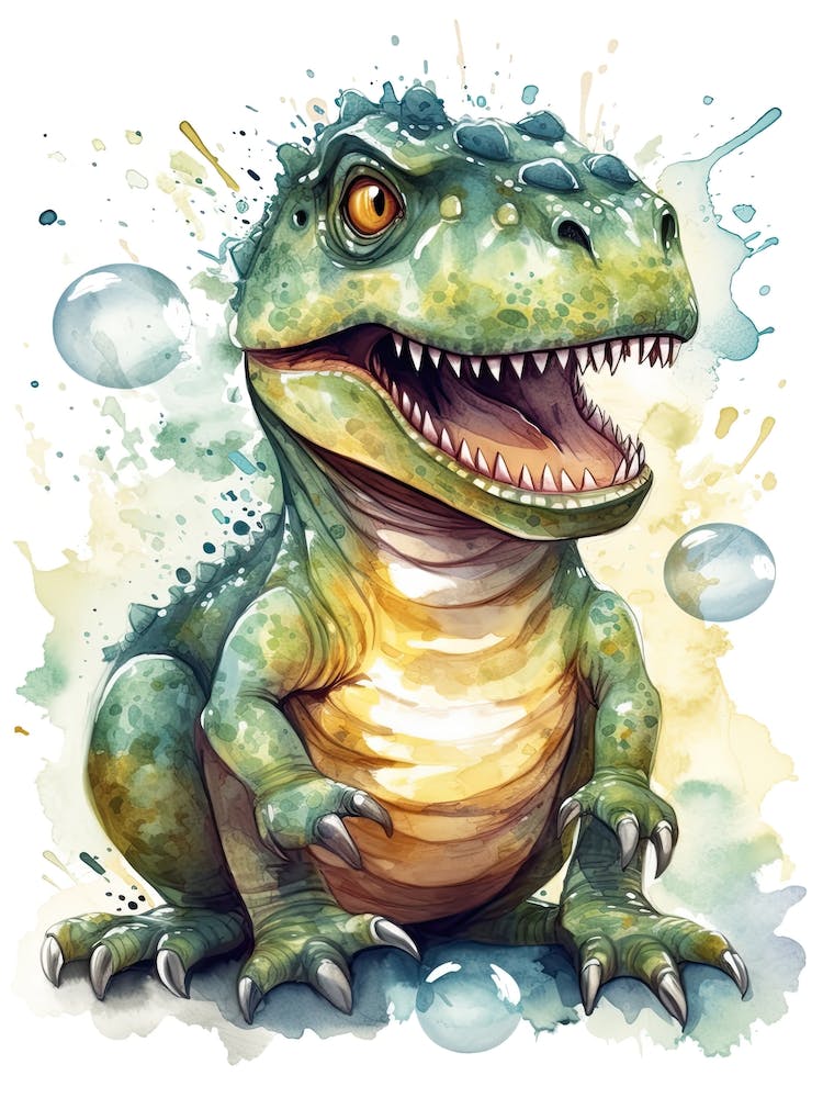 Giganotosaurus Cute Dinosaur Watercolour 3