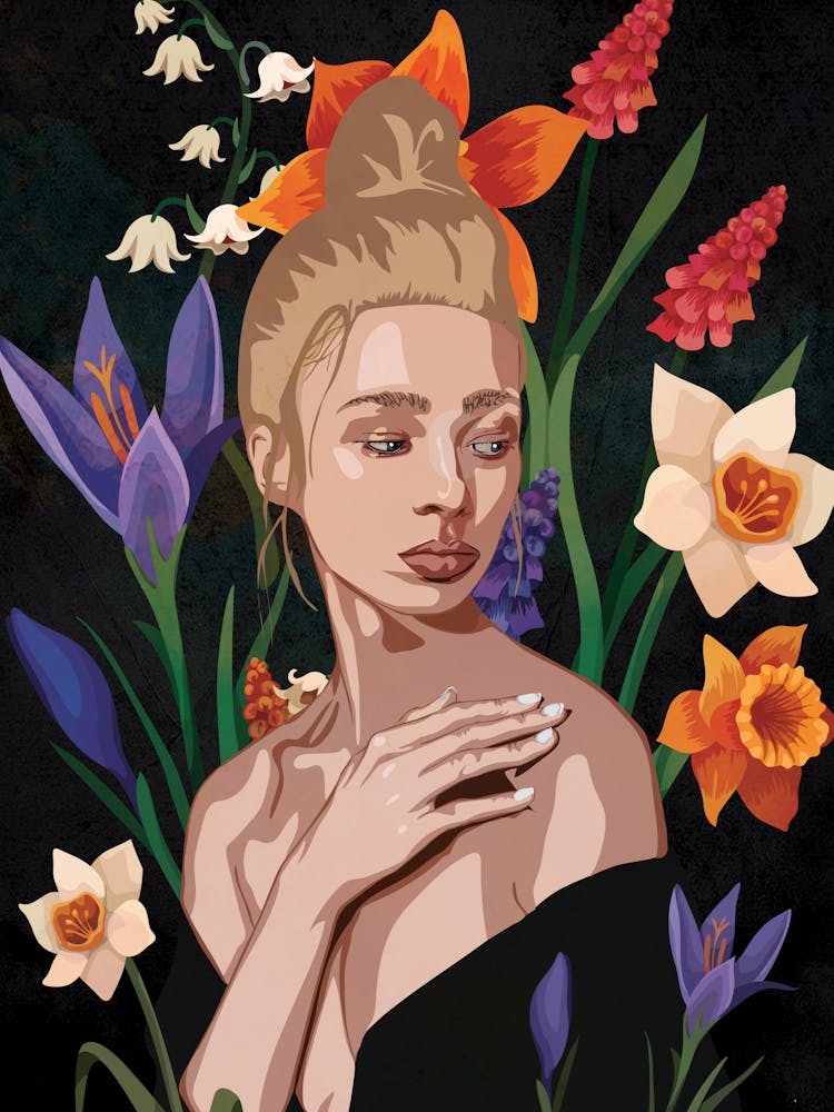 Woman With Spring Flowers